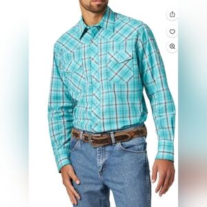 Wrangler Mans Pearl Snap Western Plaid  Long Sleeve Shirt Size 2XL